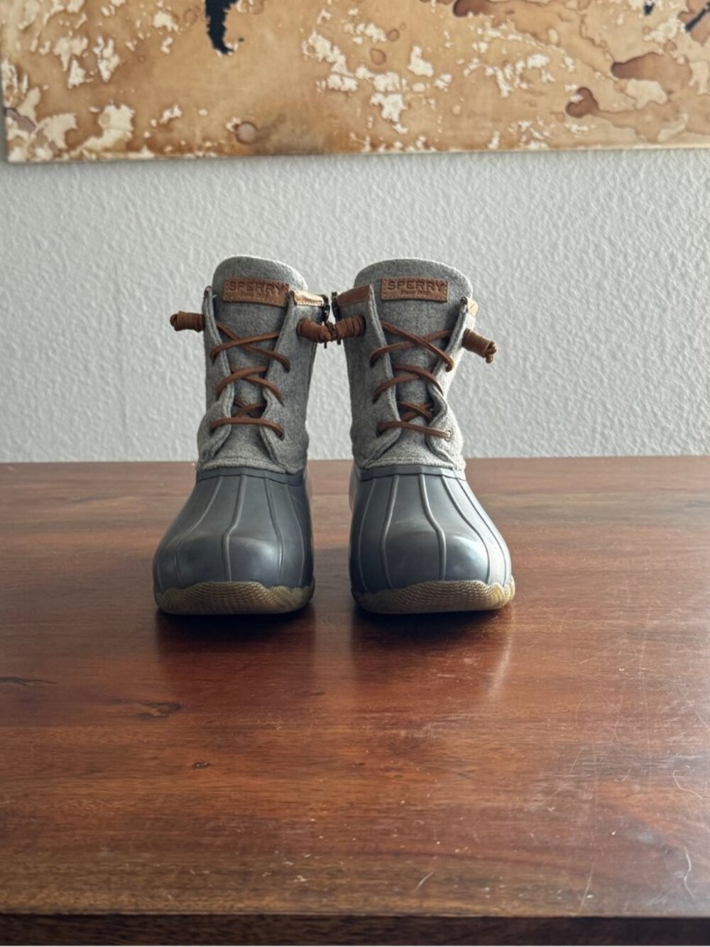 Sperry Saltwater Wool Duck Boots Grey 3M Thinsulate Water Resistant Size 9W